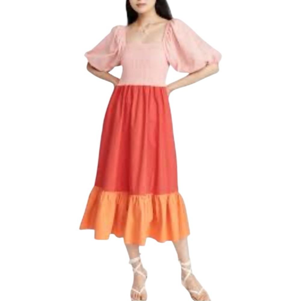 RHODE Eloise Strawberry Ruched Balloon Sleeve
Color block Tiered Dress Size S - Picture 2 of 16